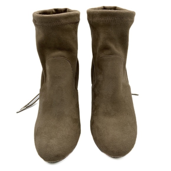 Qupid Taupe Faux Suede Ankle Sock Tie back Booties size 7 - Picture 2 of 9